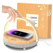 Bedside Lamps with Wireless Charger for Bedroom, Touch Modern 3 Level Wooden