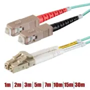 1-30M LC UPC to SC UPC Fiber Optic 50/125 Duplex Multi Mode Optical Patch Cable
