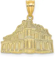 [JewelryWeb] 14ct Gold The Queen Victoria cape May Nj Charm Pendant Necklace 21.7x22.3mm Wide 0.7mm Thick