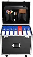 DreamRcoach Locking Mobile Business Case, Locking File Storage Box with Telescopic Handle, 19.2''L x 15''W x 16''H, Mobile Business Case on Wheels, Rolling File Cabinet for Office, Home, Banks