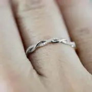 Infinity Design White Round Stone Women's Engagement Twist Band Ring 935 Silver