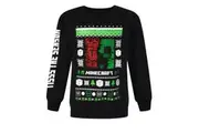 Minecraft Childrens/Kids Creeper Sequins Christmas Jumper (Black/Green/White) - UTNS6932