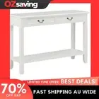 console table white 110x35x80 cm MDF solid pine wood 2 drawers shelf 9900