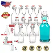 Reusable 16 Oz Glass Beer Bottles with Flip Caps - Ideal for Juices and Kombucha
