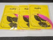 3 NJ Hand Tied 2/0 English Hook w/Pink Bucktail Fluke/Summer Flounder Rig