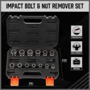 15PC Damaged Bolt Nut Screw Extractor Set – Impact Socket Remover Tool Kit