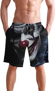 [XYMZR] Men's Swim Trunks Black Clown Red White Quick-Dry Bathing Suit Swimming Board Shorts S