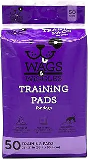 Wags & Wiggles Training Pads for Dogs, 50 Count | Puppy Pee Pads for Dogs | Dog and Puppy Supplies