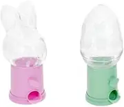 Set of 2 Easter Themed Plastic Bunny and Egg Shaped Candy Dispensers with Purple and Green Base