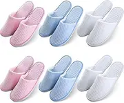 PRITOK Guest slippers, hotel slippers, hotel slippers, 6 pairs of terry slippers, slippers with closed, non-slip coral fleece, toes, universal size, 28 x 11 cm, for hotel, travel, home, guest use,