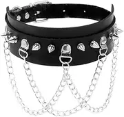 [TIDOO] Goth Black Choker Collar Necklace Cute Leather Chokers Sexy Heart Chocker Punk Spiked Choker Set for Women, Leather, No Gemstone