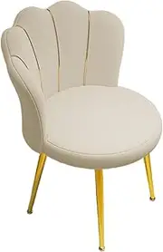 Vanity Chair Living Room Furniture Light Luxury Accent Chair with Gold Legs Upholstered Seat for Bedroom Dressing Room Lounge, Beige