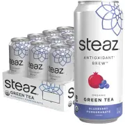 Steaz Organic Green Tea Blueberry Pomegranate 12-Pack – Antioxidants & Caffeine