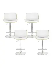 [Artiss] 4x Bar Stools Adjustable Leather Chairs in White