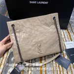 正品現貨 YSL聖羅欄HOPPING BAG 購物袋大容量斜挎包 灰色手提包 577999女生鏈條包