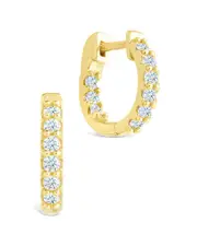 Sterling Forever 14K Over Silver CZ Constance Studded Statement Hoop Earrings