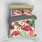 Duvet Doona Quilt Cover Set Single Double Queen King Size Tropical Flamingo