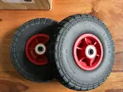 Set of 2 PU Wheelbarrow Wheels 4.1/3.5-4 Steel Rim Replacement Cart Tyre Black
