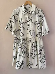 NEW Hunter Bell Peyton Dress Womens Size XL Ivory Black Onyx Amaryllis Print