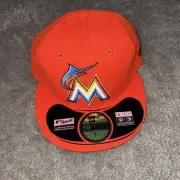 MIAMI MARLINS New Era Authentic On Field Hat Cap Fitted 7 1/4 MLB Orange