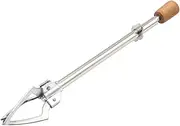 POFET Ice/Pickle Picker,Wood Handle 17cm Three-pronged Food Clip,Telescopic Ice Cube Grabber,Stainless Steel Pickle Fork Multifunctional Food Clamp with Non-Slip Handle