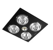 Heater Sunair Bathroom Exhaust Fan LED Downlight with 4 Heat Globes Black