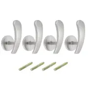 4Pcs Aluminum Alloy Wall Mounted Curtain Holdback Drapery Holder Hook, Silver