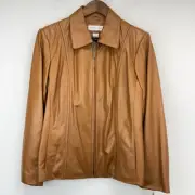 Preston & York size Large Women’s Brown Lambskin Leather Full Zip Jacket NWT