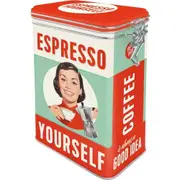 Nostalgic Art 17.5cm/1.3L Clip Top Tin Metal Container Storage Espresso Yourself