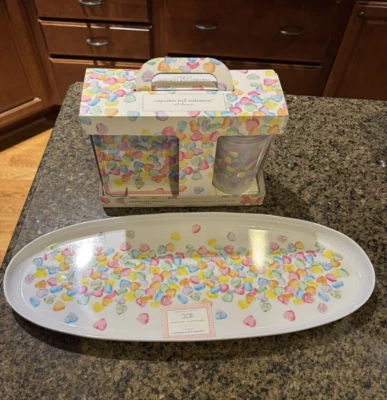 Cupcakes & Cashmere Valentine Sweet Tarts Platter/Appetizer Plates/Cups - NEW