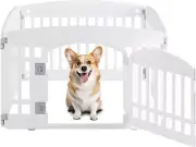 24" Exercise 4-Panel Pet Playpen with Door Puppy Dog Playpen Fold It Down White