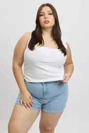 White Tank Top Scoop Neck Button Down