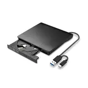 [NB-DVW-DUAHLSBK] External USB 3.0 USB-A & UBC-C CD DVD Drive Optical, CD DVD +/-RW