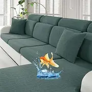 MAXIJIN Waterproof Couch Cushion Covers Stretch Loveseat Cushion Covers, Replacement Love seat/Sofa/Couch Seat Cushion Slipcovers with Elastic Bottom (1 Pc 2-Seat Cushion Cover, Pea Green)