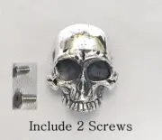 100%925STERLING SILVER SKULL CONCHO LEATHERCRAFT SNAP BUTTON STUD BIKER ROCKER