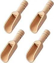 4Pcs Mini Wooden Scoops Wooden Measuring Spoon for Coffee Beans Tiny Teaspoon for Cooking Bath Salt Natural Tea Scoop for Candy Honey Spices Sugar Tea Powder