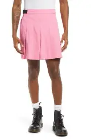 BP. Pride Gender Inclusive Pleated Cotton Twill Skirt in Pink Punch SZ S Unisex