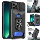 [NEW] 360° Ring Stand Armor Case with Slide Cam Protection For iPhone 13 Pro Max