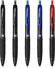 uni-ball Signo 307 - Fine Retractable Rollerball Pen - 5 Pack - 2 x Black, 2 x Blue & Red Ink - UMN-307
