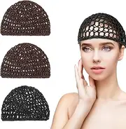ValueBargain Net Hair Wrap, 4 Pcs Elastic Crochet Hair Wrap Net for Silk Press, Breathable Crochet Cap for Sleeping, Makeup, Shower, All-night Hold, (Black & Brown)