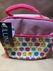 Arctic Zone Leak Proof Insulated Lunch Bag Pink Emoji Smiley Microban 4 Pc Kit