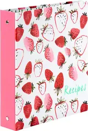 Strawberry Fields Recipe Book 3-Ring Card Pocket Binder 9 x 9.4 L"