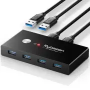 USB 3.0 Switch, USB Switcher 2 Computers Share 4 USB for Keyboard Mouse Print...