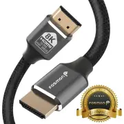Fosmon 6.5FT 8K UHD Gold Plated Ultra High Speed Ethernet 48Gbps HDMI 2.1 Cable