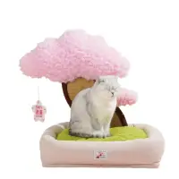 在飛比找momo購物網優惠-【ZEZE 哲哲】大號櫻花造型 貓窩寵物睡墊貓抓板(保暖四季