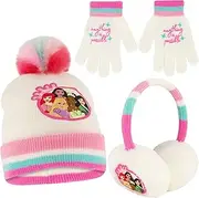 [Disney] Girls' Winter Earmuffs and Kids Gloves Set, Princess for Ages, Age 4-7, Princess