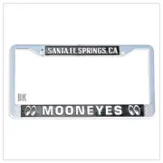Mooneyes Moon Chrome License Plate Frame Santa Fe Springs Black MG023SFBK