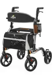 AOJIN All Terrain Rollator Walker Lightweight Foldable 8 In Wheels 350lb Senior