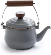 Enamel Teapot - Vintage Inspired Design - Baked Stainless Steel Rim - FSC Certif