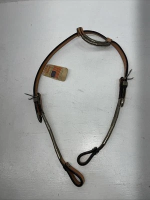 New Leather Royal King One Ear Headstall With Bronze Beads U-40